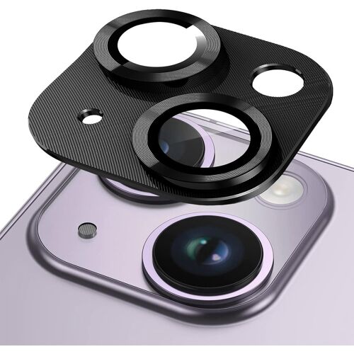 LORANKA-Lot de 2 protections d'appareil photo en verre trempé avec anneau en métal - Conçu pour l'adaptateur MagSafe pour fixation magnétique - Compatible avec iPhone 14 6,1""/14 Plus 6,7"" - Noir