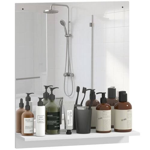 Miroir mural salle de bain - étagère - 50 x 60 cm - blanc