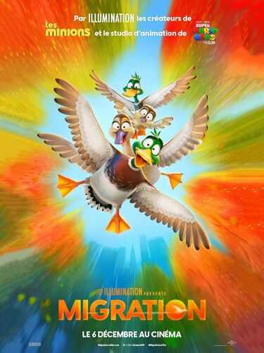 Migration - Affiche Originale De Cinéma - Format 40x60 Cm - Un Film De Benjamin Renner Avec Les Voix De Kumail Nanjiani, Elizabeth Banks, Caspar Jennings - Année 2023