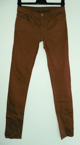 Pantalon Jean Marron. Skinny. Promod. Coton. Elasthanne. Taille 36