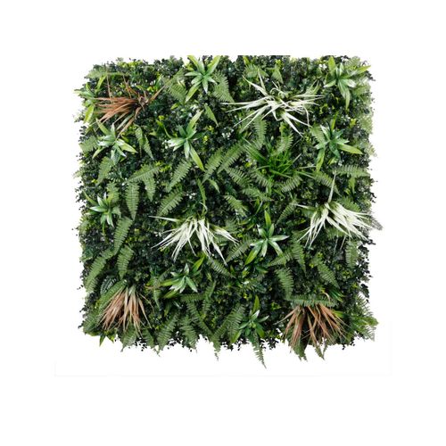Dalle Végétale Murale Artificielle - Structure Et Feuillage Sabana - 100 X 100 Cm -Nature
