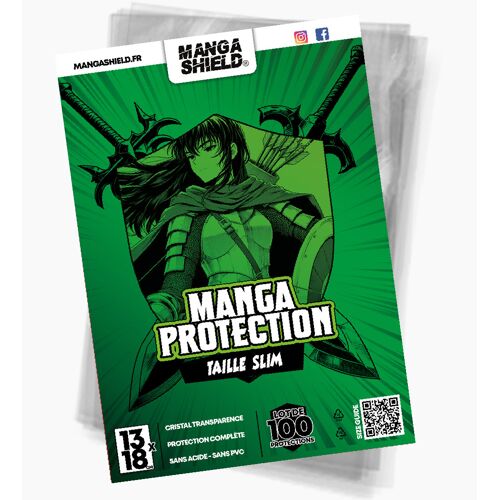 Pochettes Protection Manga - Taille Slim - Lots De 100 Pochettes Manga Shield | Sans Pvc | Idéal Shojo, Shonen (Naruto, Dandadan, Death Note, Db Pastel...) | Manga Shield