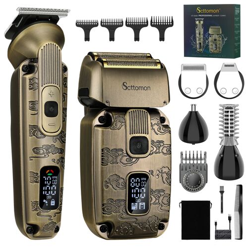 Tondeuse Cheveux Scttomon Ht-6080 Tondeuse Barbe Kit 5 En 1 Tondeuse Nez Et Oreilles