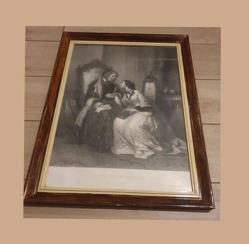 Gravure ancienne Paul Girardet - Joies maternelles