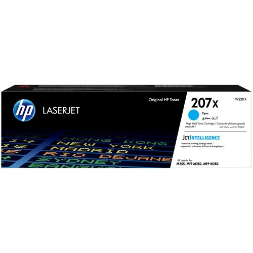 HP 207X - À rendement élevé - cyan - original - LaserJet - cartouche de toner (W2211X) - pour Color LaserJet Pro M255dw, M255nw, MFP M282nw, MFP M283fdn, MFP M283fdw