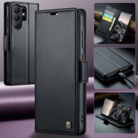 Coque Pour Samsung Galaxy S26 Ultra,Étui Housse Samsung Galaxy S26 Ultra,wireless charging,AntichocSupport Pliable,Clamshell,Brosse Anti-Vol,Étui De Téléphone À Cassette - Noir