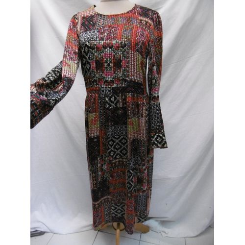 Zara Robe Longue Imprimé Patchwork T Xs Ok 36