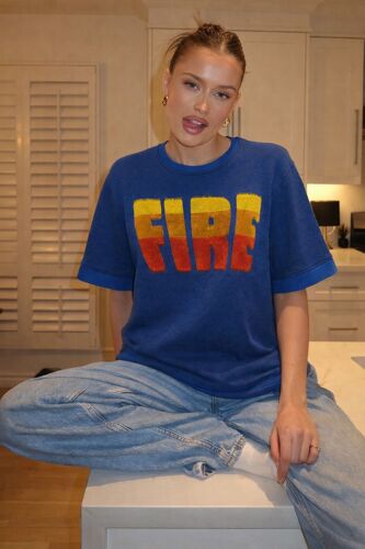 Sweat Kenzo Fire Bleu Électrique Manches Courtes - Coton - Taille S