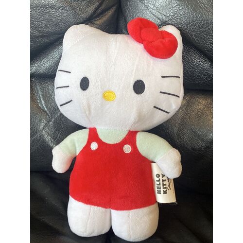Peluche hello kitty rouge  bleu blanche nez jaune 26cm