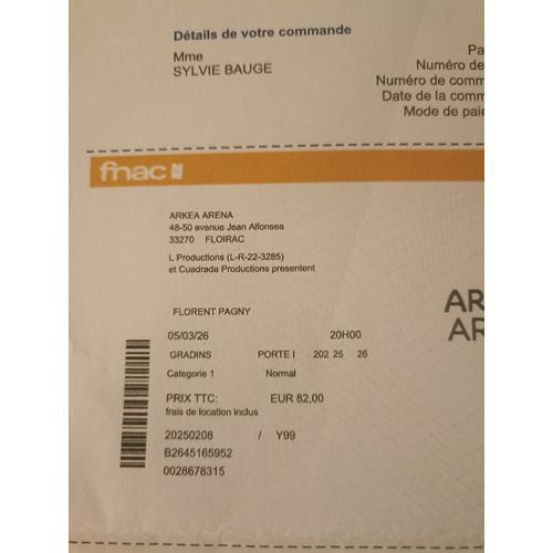 2 Places De Concert Florent Pagny À Bordeaux Le 5 Mars 2026