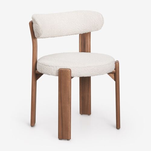 Pack De 4 Chaises De Jardin En Bois D'acacia Et Tissu Bouclé Milos