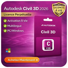 Autodesk Civil 3d 2026 - Licence Perpétuelle - Version Complète En Française - Pc/Windows