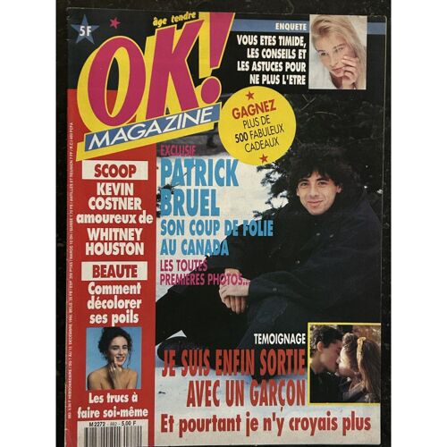 Ok ! Âge Tendre 882 Décembre 1992 Patrick Bruel Kevin Costner Whitney Houston