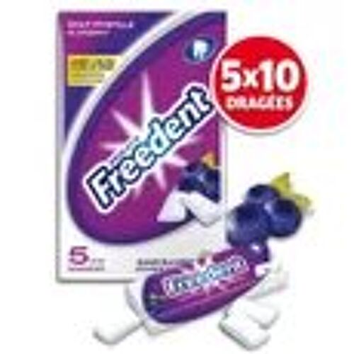 Freedent Goût Myrtille Chewing-Gum 5x10 Dragées 70g