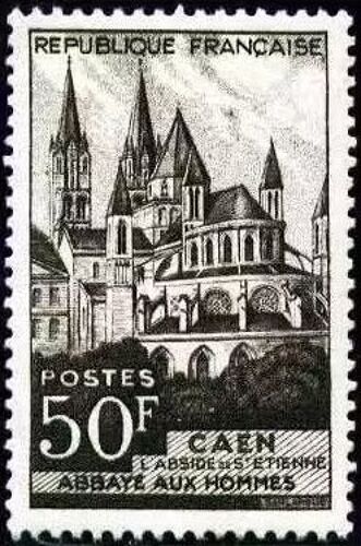 France 1951, Très Beau Timbre Neuf* Yvert 917, Caen, L'abbaye Aux Hommes.