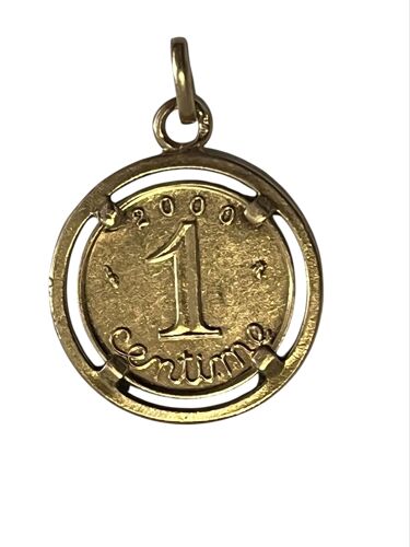 Pièce 1 Centime En Or 18 K ¿ Tirage Limité 1 000 Exemplaires.. Pendentif 