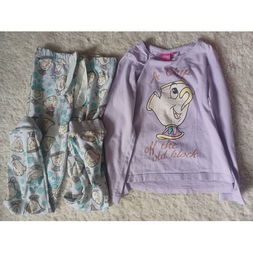 Joli Pyjama Fille 2 Pièces Disney La Tasse De La Belle & La Bête Taille 7/8 Ans