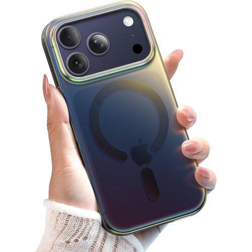 LORANKA-Coque Irisée pour iPhone 17 Pro 6,3 Pouces Compatible avec MagSafe, Désign Mignon Unique et Esthétique, Étui Housse Dos Translucide Fluorescente Colorée Antichoc (Noir Irisé)