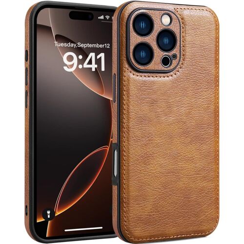 LORANKA-Coque pour iPhone 16 Pro Cuir, Vintage Classique Cuir PU d'affaires de Luxe Housse de Protection de Cadre de Caméra Antichoc Anti-Rayures Coque pour iPhone 16 Pro(Marron)
