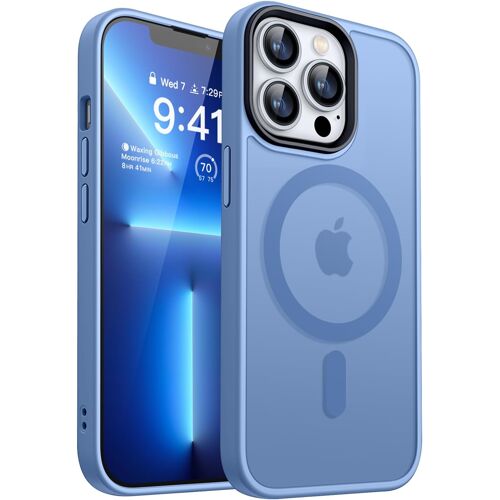JGD-Magnétique Mat Coque pour iPhone 13 Pro [Toucher Doux et Soyeux] Coque de Protection Antichoc Translucide pour iPhone 13 Pro 6.1 Pouces - Bleu Clair