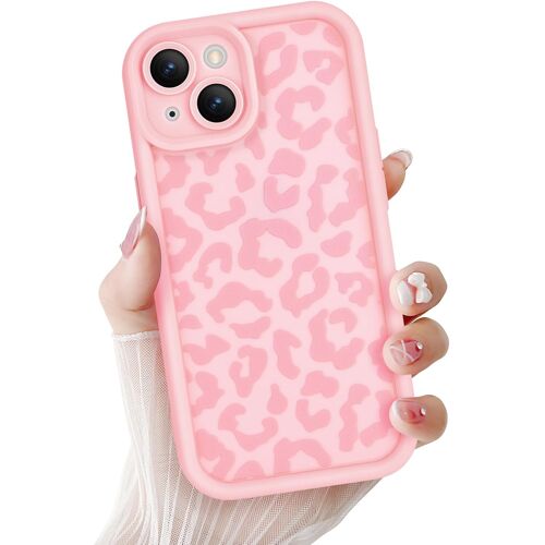 LORANKA-Coque pour iPhone 15(6.1 Pouces) Joli Motif Léopard Esthétique Étui pour iPhone 15 pour Filles Femmes, Coque de Protection Antichoc en TPU Flexible Ultra Mince pour iPhone 15 -Rose