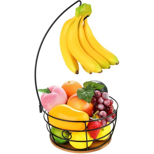 Support À Bananes Avec Corbeille À Fruits En Bois Et Métal