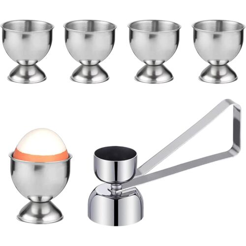 Ensemble 5 Coquetiers Et 1 Ouvre-?uf En Acier Inoxydable
