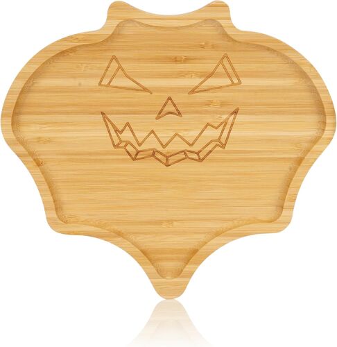 Plateau Halloween En Bambou Gravé ¿ 25 X 22 Cm
