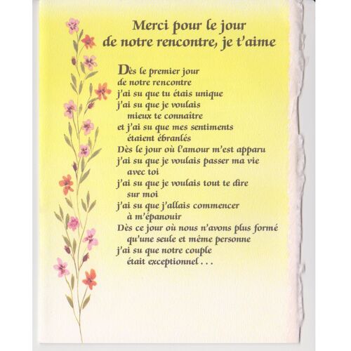 Carte Comme Parchemin Merci Pour Le Jour De Notre Rencontre Je T'aime