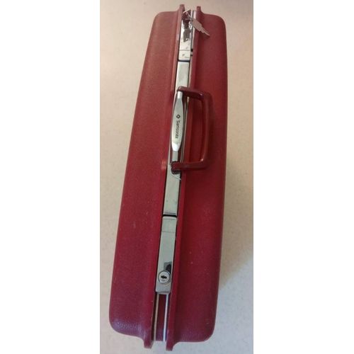 Valise Samsonite bordeau Vintage 1970 avec clés