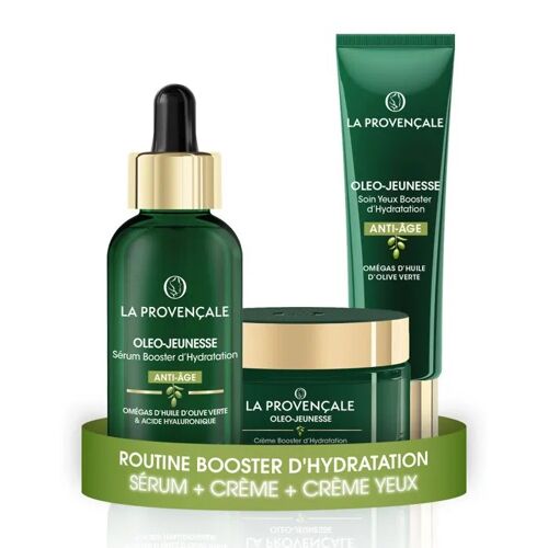 La Provençale - Routine Booster D'hydratation Anti-Âge Oleo-Jeunesse Certifiée Bio - Omégas D'huile D'olive Verte & Acide Hyalur 