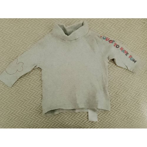 Top Gris Clair Col Roulé 0/3 Mois Disney Primark.