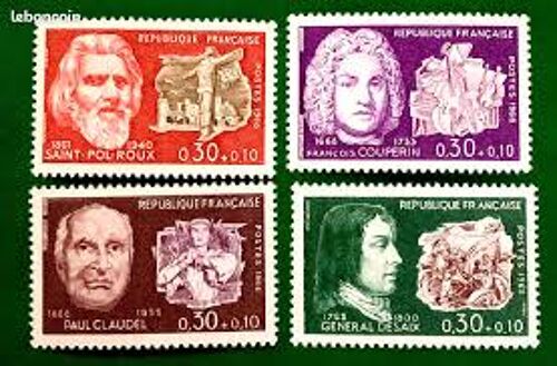 Célébrités : François Couperin, Gl De Veygoux, Roux, Claudel Série Complète Année 1968 N° 1550 1551 1552 1553 Yvert Et Tellier Luxe