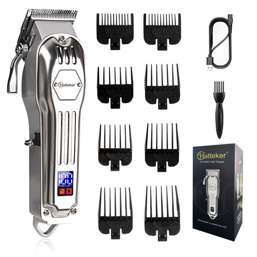 Tondeuse À Cheveux Hatteker Ht-6035 Tondeuse Barbe Écran Led Argent