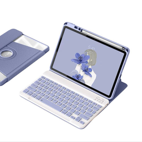 Étui avec clavier Bluetooth rotatif à 360° pour iPad 11 (A16) 2025 et iPad 10 (2022) 10.9" - Violet