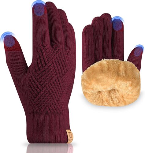 Gants Hiver Thermique Gants Doublure En Laine Écran Tactile Pour Cyclisme Randonnée Escalade Femme Homme