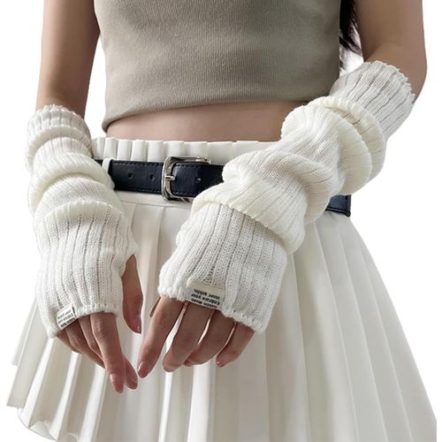 Gants Sans Doigts Femme Manches Longues Mitaine Tricotés Manchette Bras Hiver Chauffant Mitaines Longues