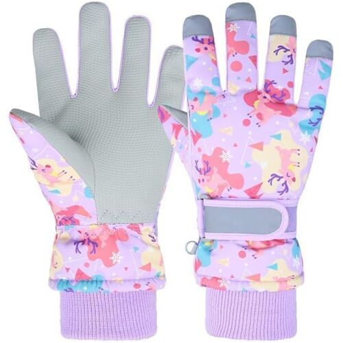 Gants De Ski Enfants Moufle Chaud Hiver Pour Garçon Fille Coupe-Vent Respirant Pu Les Palmiers Neige Ski Snowboard Vélo Équitation Sport 2-13 Ans