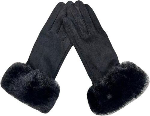 Gants de luxe pour écran tactile avec bordure en fourrure ¿ Gants thermiques d'hiver ¿ Présentés dans une boîte cadeau