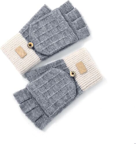 Mitaine Femme Hiver Chaud, Moufles Femme Convertibles Avec Rabat, Gants Convertible Demi-Doigts, Gants D'hiver Chauds À Rabat, Moufles Thermiques Convertibles, Pour Cyclisme, Randonnée, Ski