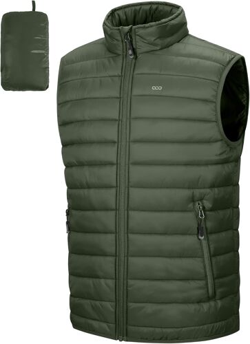 Doudoune Sans Manches Homme Gilet Extérieur Packable, Veste Matelassée Et Chaude, Col Montant Manteaux, Blouson Convient À La Randonnée En Plein Air Décontractée