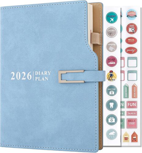 Agenda Académique 2026 Jour Par Page A5, Agenda De Rendez-Vous Mi-Année 2026 Page Par Jour, 12 Mois Agenda Planificateur Quotidien Mensuel Pour École Famille Travail (Bleu)