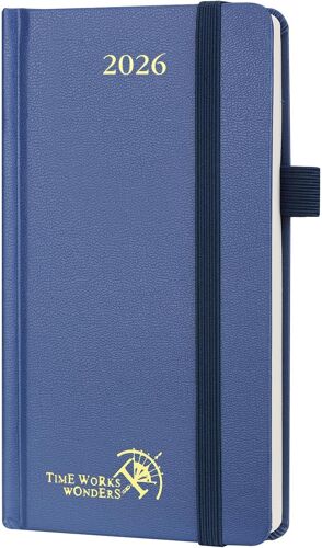 Agenda De Poche 2026 Semainier 16,5 X 9 Cm - Couverture Rigide, Petit Weekly Planner D'jan 2026 À Déc 2026-12 Mois, Avec Signet À 2 Rubans, Papier 80 G/M², Bleu Marine