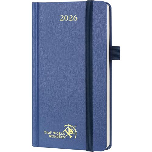 Agenda De Poche 2026 Semainier 16,5 X 9 Cm - Couverture Rigide, Petit Weekly Planner D'jan 2026 À Déc 2026-12 Mois, Avec Signet À 2 Rubans, Papier 80 G/M², Bleu Marine