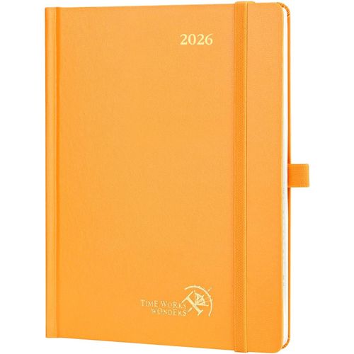 Agenda 2026 Semainier 22 X 16,5 Cm - Couverture Rigide, Vertical Weekly Planner, D'jan 2026 À Déc 2026-12 Mois, Avec Signet À 2 Rubans, Papier 100 G/M², Orange
