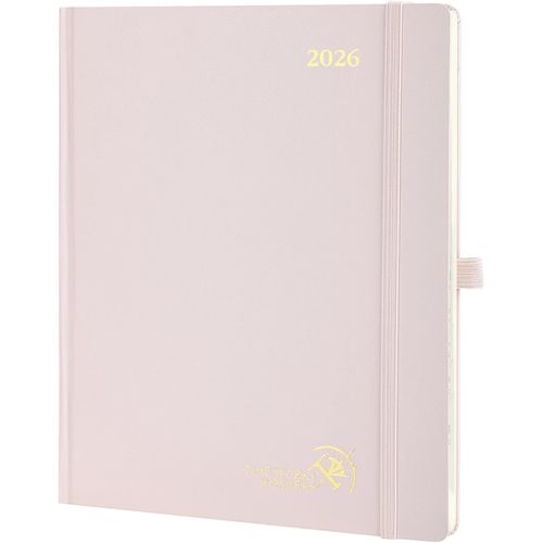 Agenda 2026 Semainier 26,5 X 21,5 Cm - Couverture Rigide, Vertical Weekly Planner, D'jan 2026 À Déc 2026-12 Mois, Avec Signet À 2 Rubans, Papier 100 G/M², Rose Clair