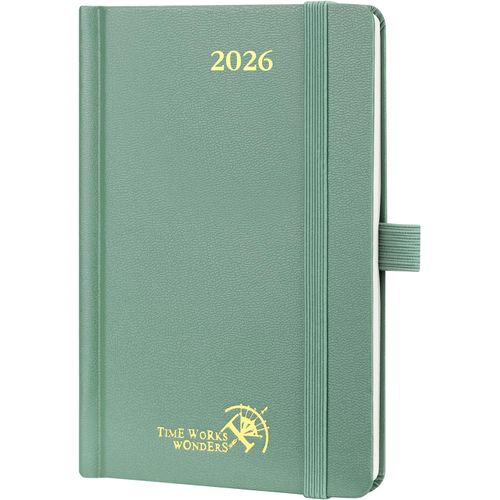 Agenda De Poche 2026 A6 Semainier 16 X 10,5 Cm - Couverture Rigide, Petit Agenda, D'jan 2026 À Déc 2026-12 Mois, Avec Signet À 2 Rubans, Papier 100 G/M², Vert Minuit