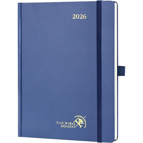 Agenda 2026 Semainier 22 X 16,5 Cm - Couverture Rigide, Vertical Weekly Planner, D'jan 2026 À Déc 2026-12 Mois, Avec Signet À 2 Rubans, Papier 100 G/M², Bleu Marine