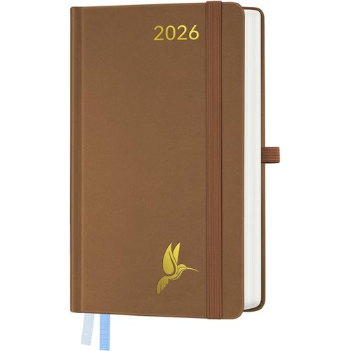 Agenda 2026 Journalier 18 X 9,8 Cm -1 Page Par Jour A6 Planner, D'jan 2026 À Déc 2026-12 Mois, Couverture Rigide En Pu Papier 100 G/M²,Marron