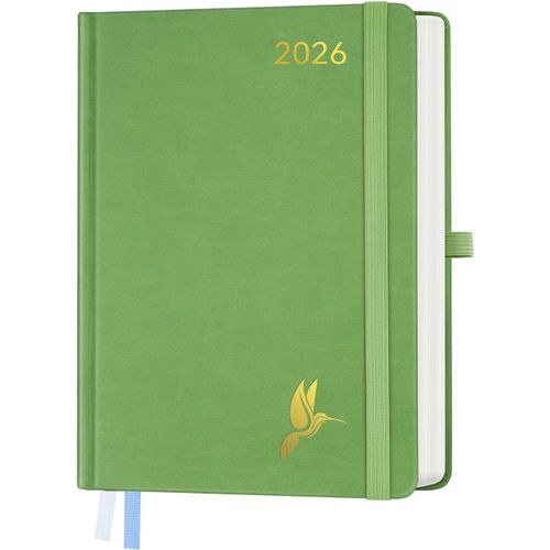 Agenda 2026 Journalier A5-21,3 X 14,6 Cm -1 Page Par Jour A5 Planner, D'jan 2026 À Déc 2026-12 Mois, Couverture Rigide En Pu Papier 100 G/M²,Vert